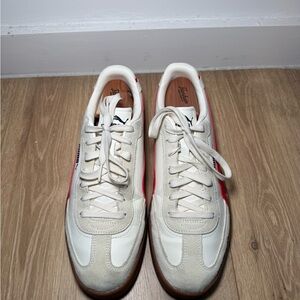 Puma Men's White and Red Sneakers
